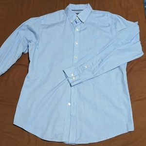 Blue micro check pattern dress shirt